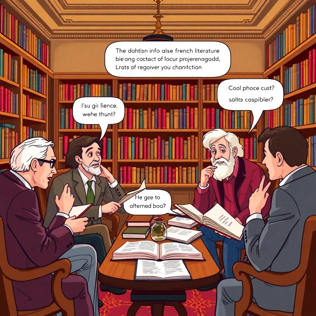Salon littéraire français illustrant les discussions intellectuelles complexes du niveau C1
