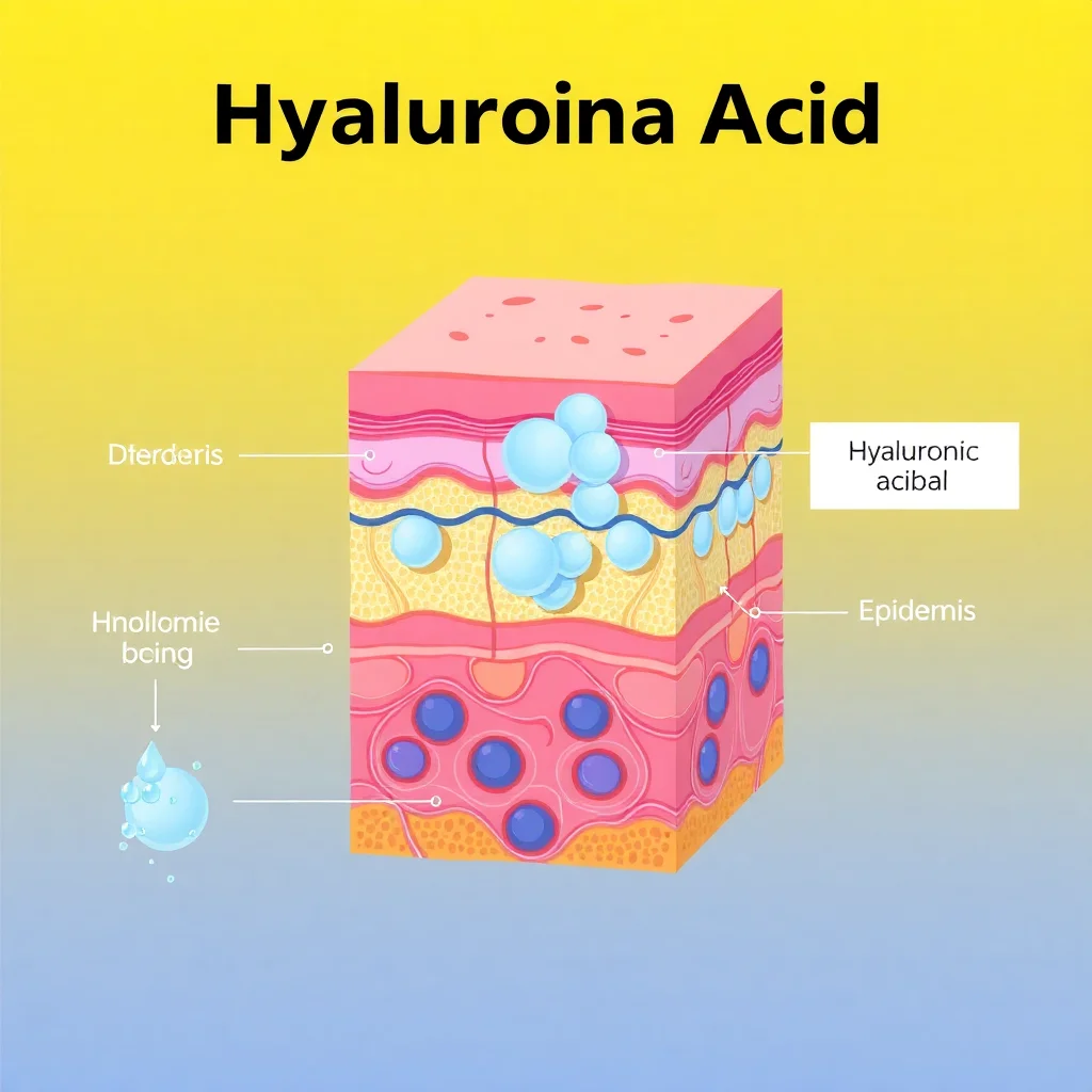 Coupe transversale de la peau humaine montrant la présence naturelle d'acide hyaluronique dans les différentes couches