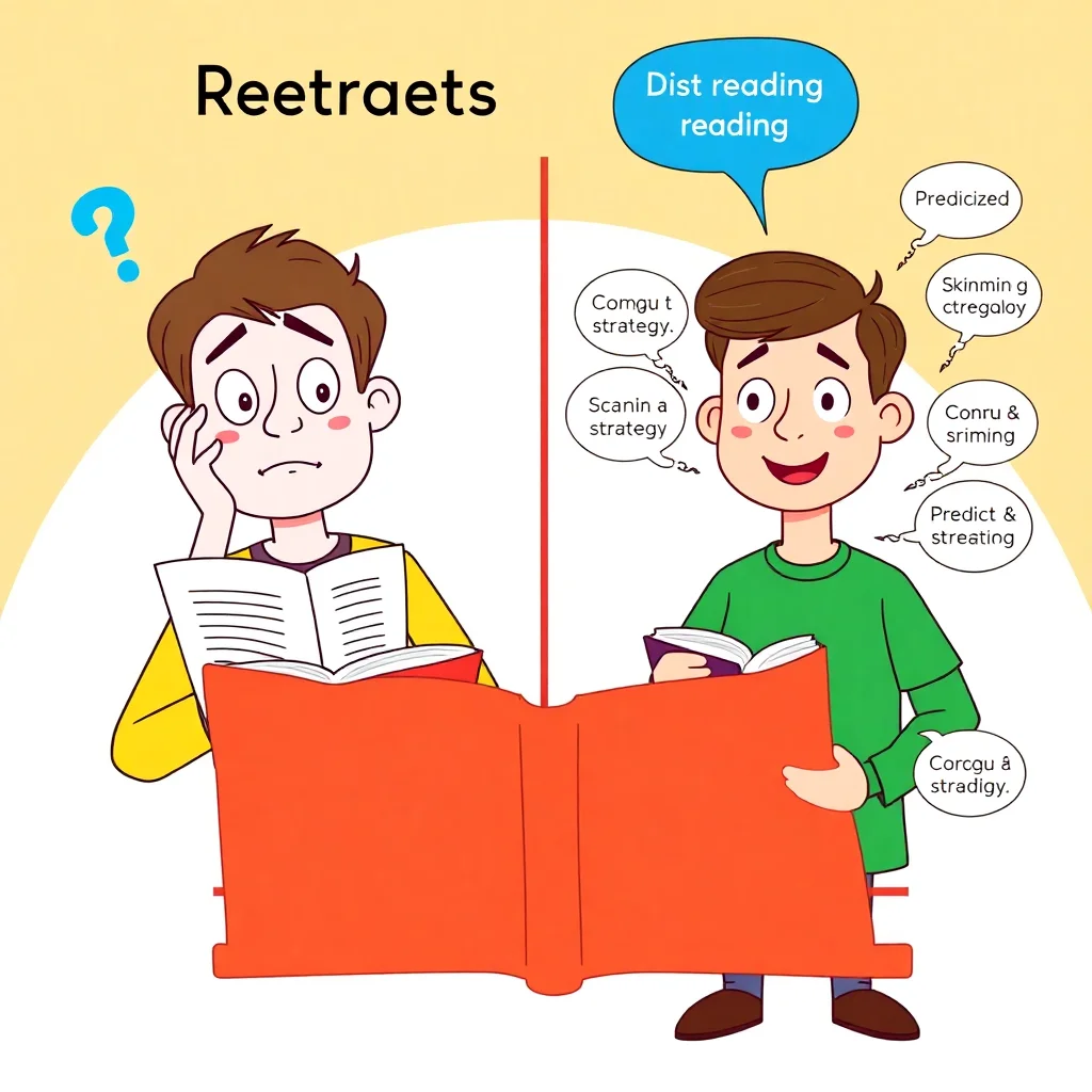 Visual comparison between ineffective and strategic reading approaches