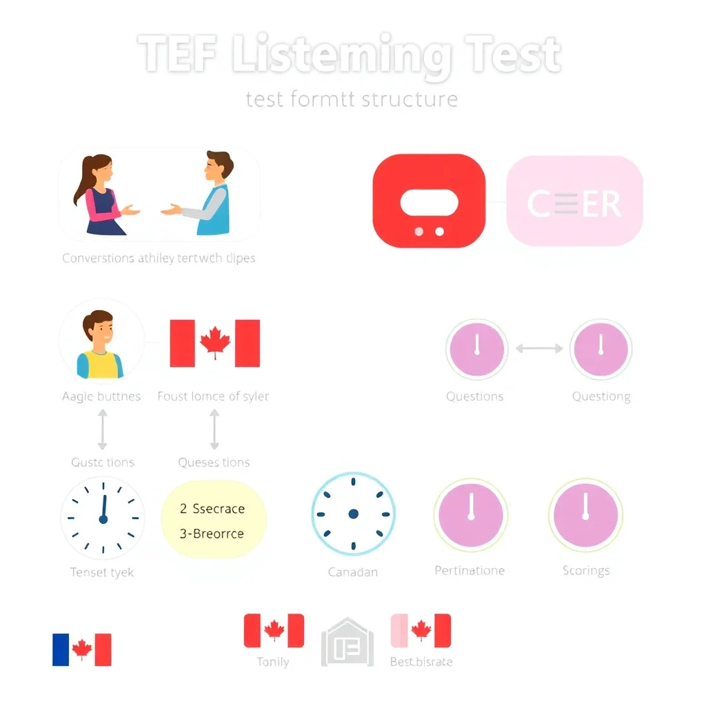 Diagramme explicatif du format et de la structure du test d'écoute TEF Canada
