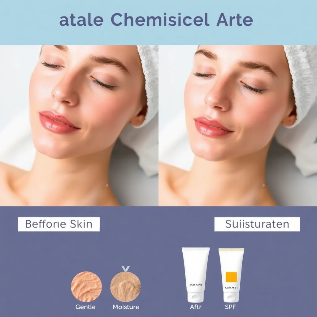 Comparaison avant/après peeling chimique avec produits de soins post-traitement recommandés