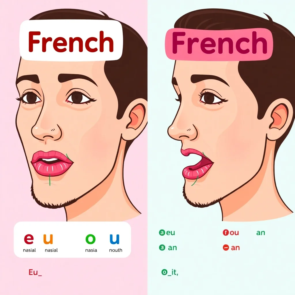 Diagramme de prononciation française montrant les positions de la bouche