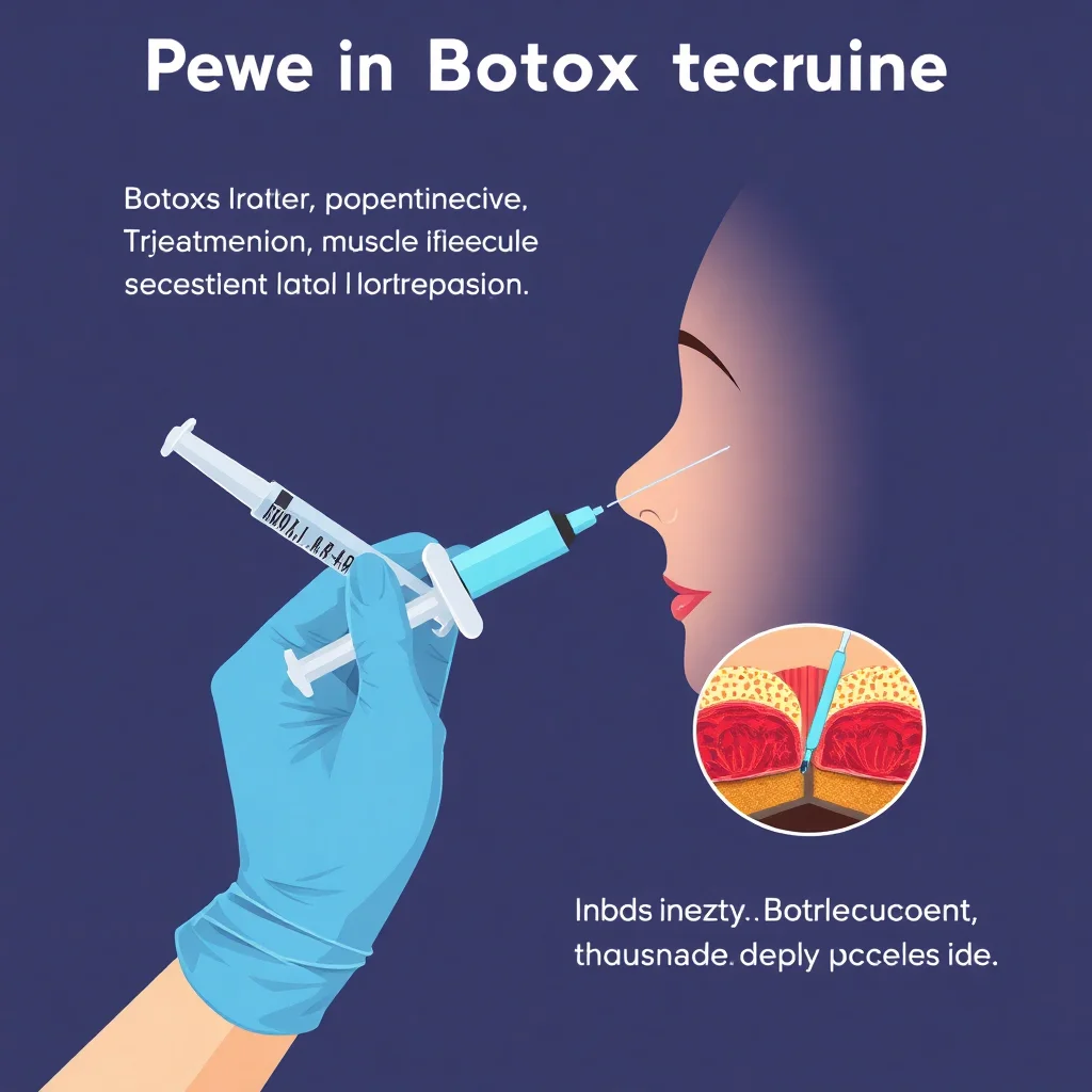 Illustration médicale démontrant la technique d'injection Botox avec angle et profondeur appropriés