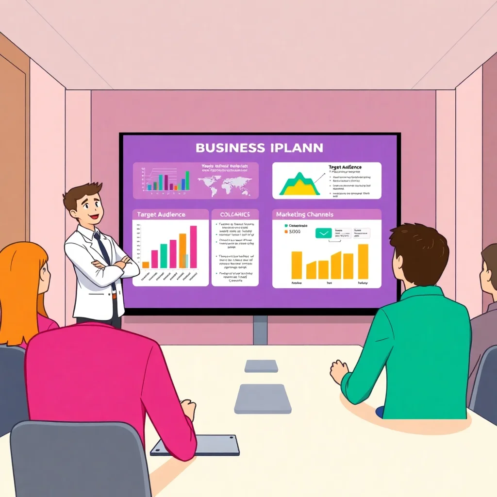 Business professional presenting marketing strategy and business launch plan to investors