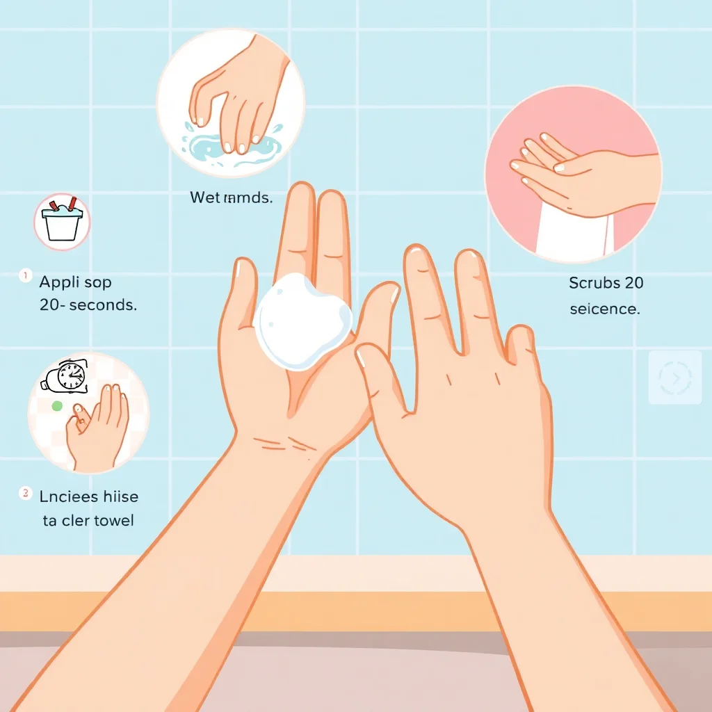 Guide visuel du lavage des mains en 5 étapes pour l'hygiène médicale