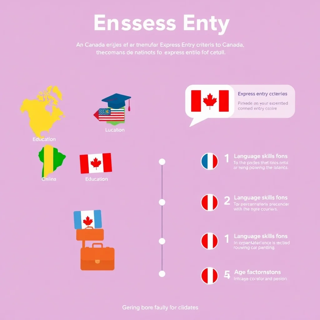 Visual representation of Canada's Express Entry point system with scoring criteria and immigration pathway